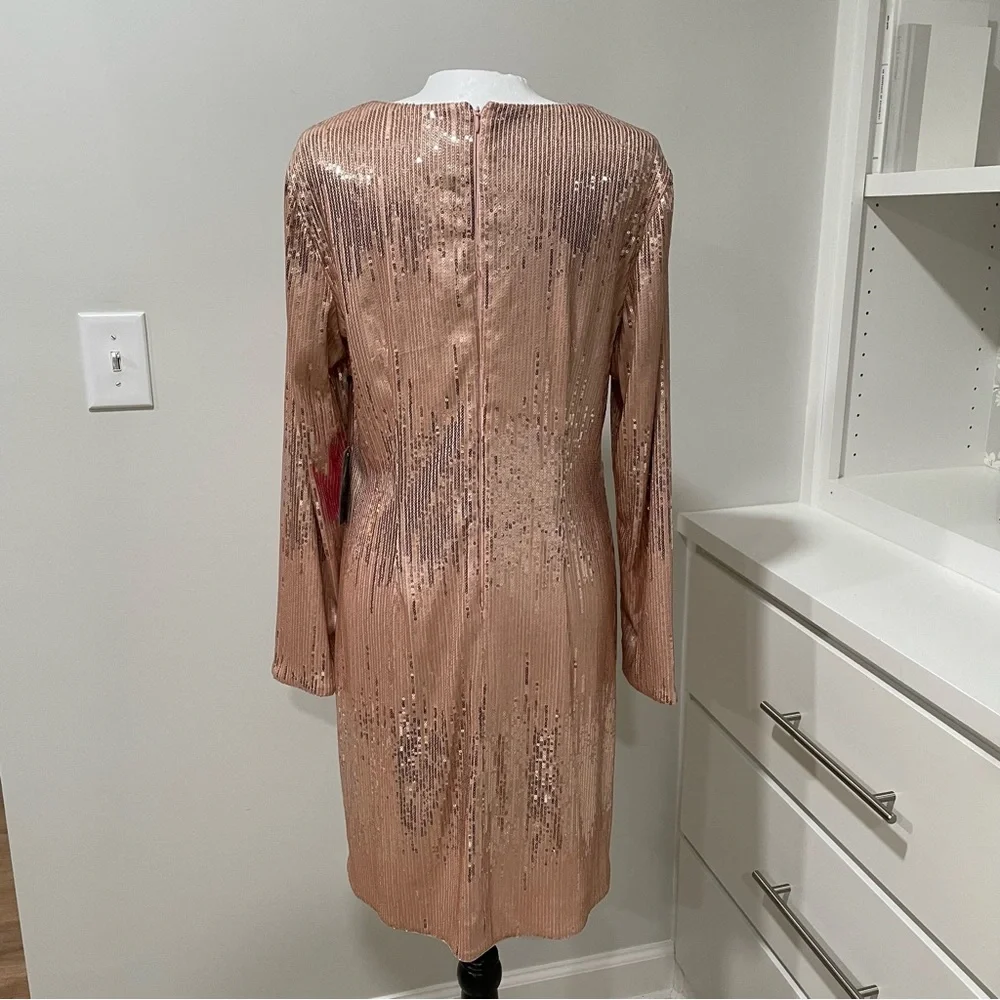 NWT Blush Pink Vince Camuto Sequin Dress Holiday Party Formal New Years Eve - Picture 5 of 14